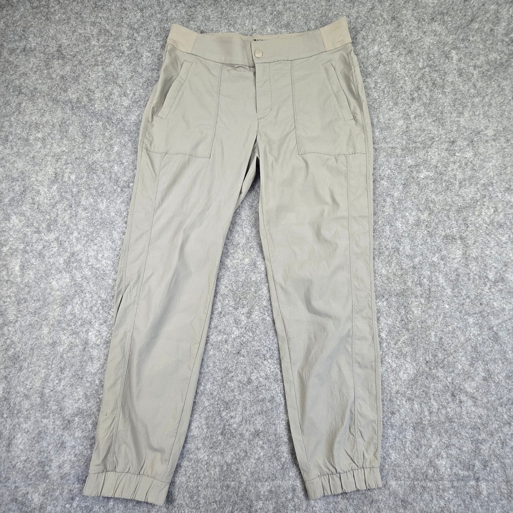 Athleta Headlands Hybrid Cargo Jogger Women 12 Gray Slim Hiking Trek Tech 596344